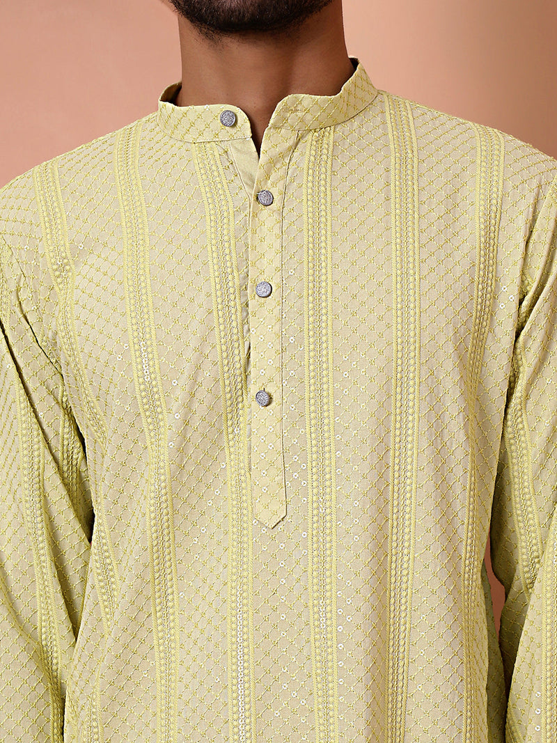 Men's Sequins Embroidered Kurta with Pyjama