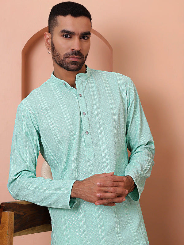 Men's Sequins Embroidered Kurta with Pyjama