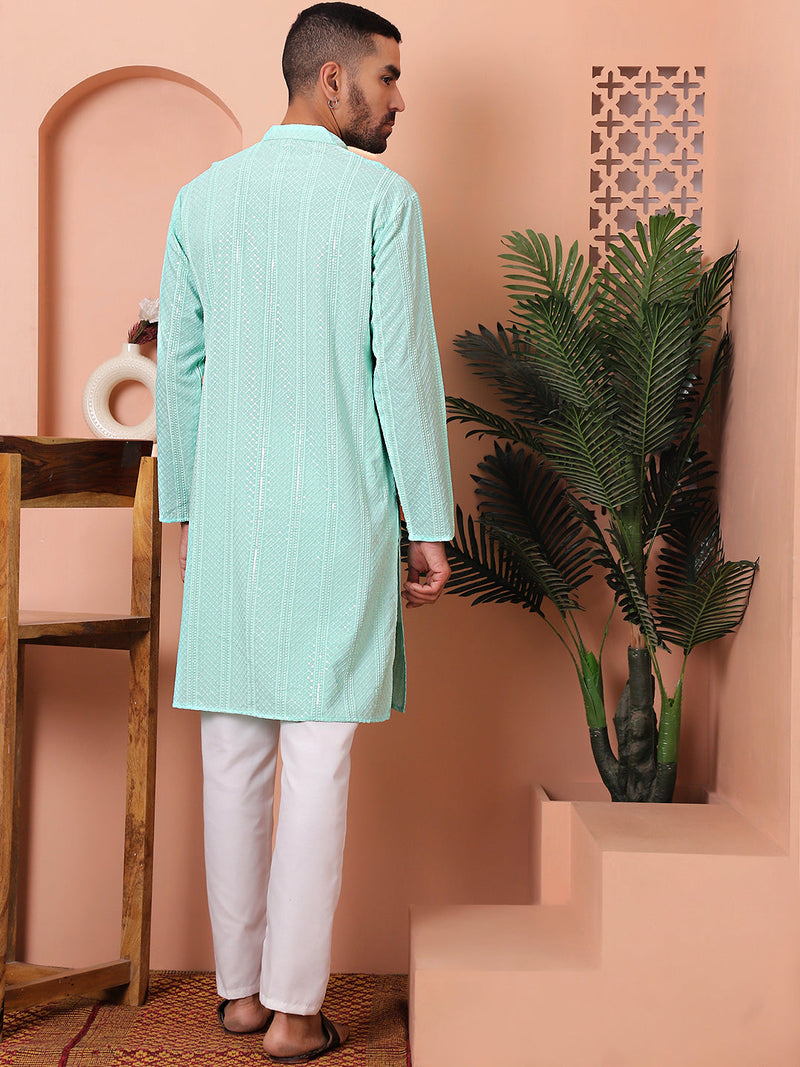 Men's Sequins Embroidered Kurta with Pyjama