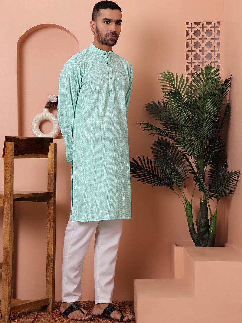 Men's Sequins Embroidered Kurta with Pyjama