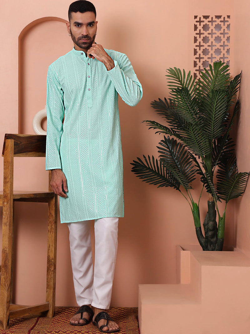 Men's Sequins Embroidered Kurta with Pyjama