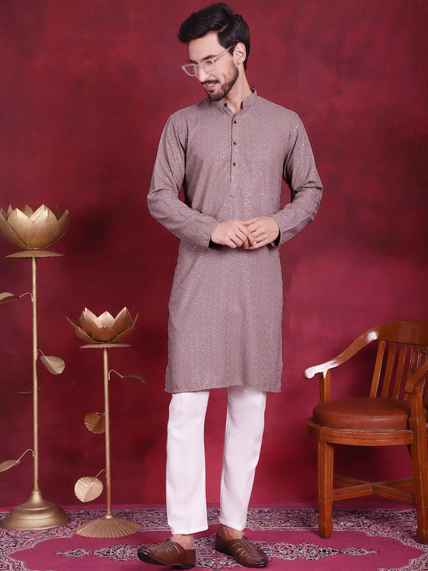 Sequins Chikankari Kurta with Pyjama ( JOKP 5018 Grey )