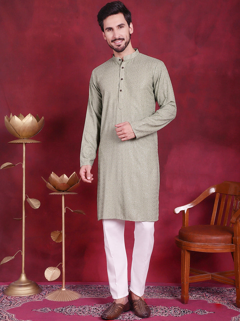 Sequins Chikankari Kurta with Pyjama ( JOKP 5018 Pista )