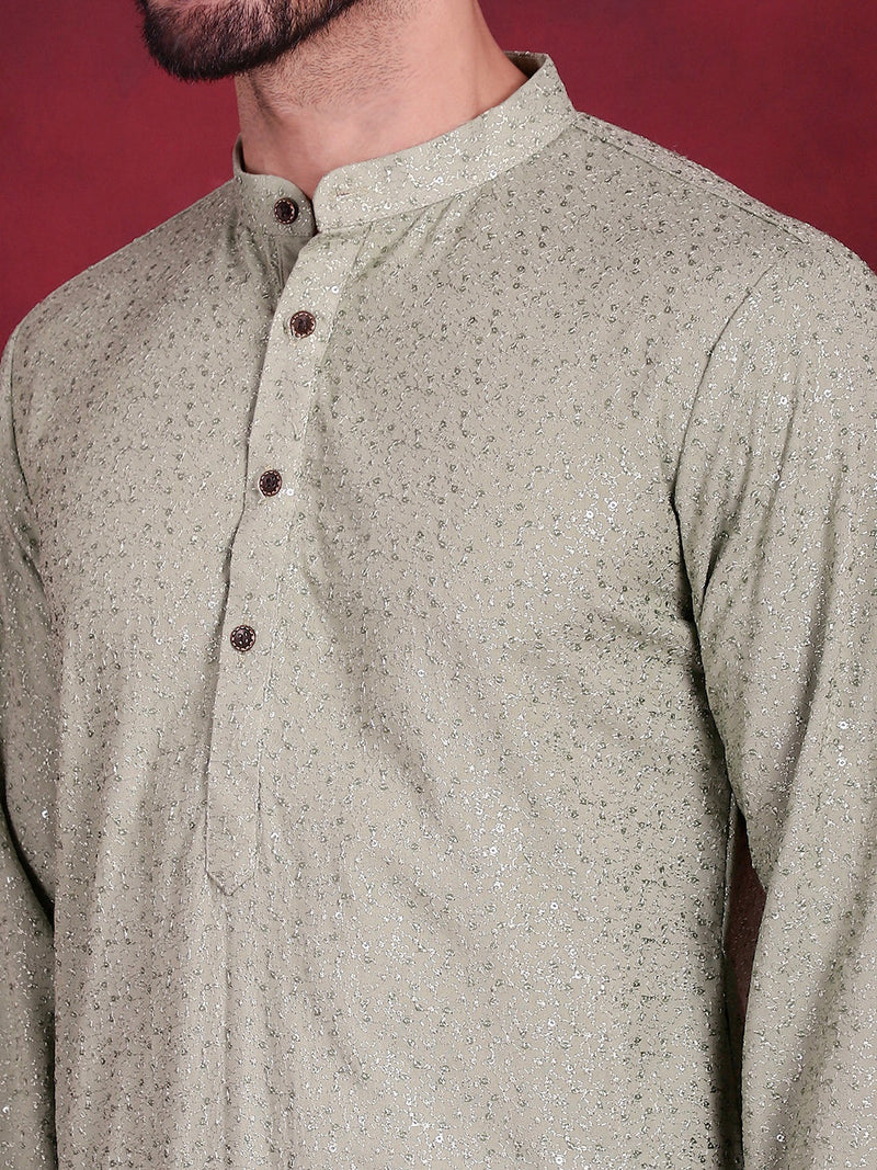 Sequins Chikankari Kurta with Pyjama ( JOKP 5018 Pista )