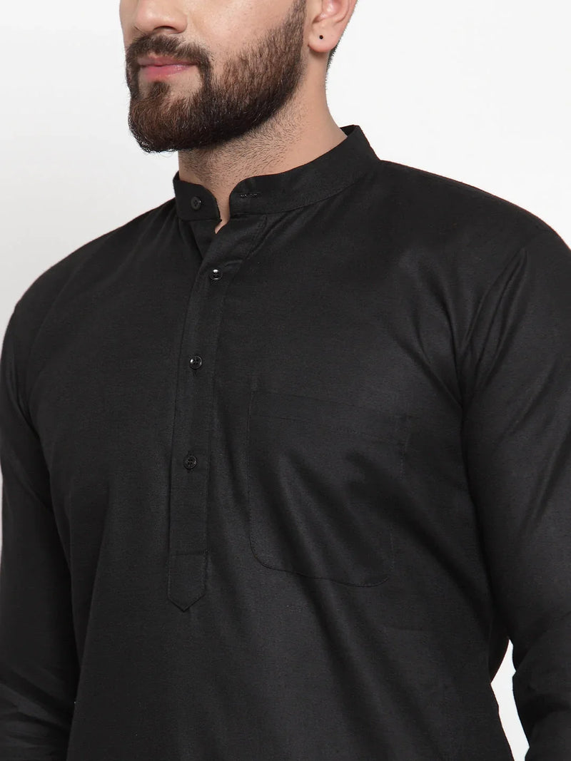 Jompers Men's Solid Dobby Kurta Payjama Set ( JOKP 501 Black D )