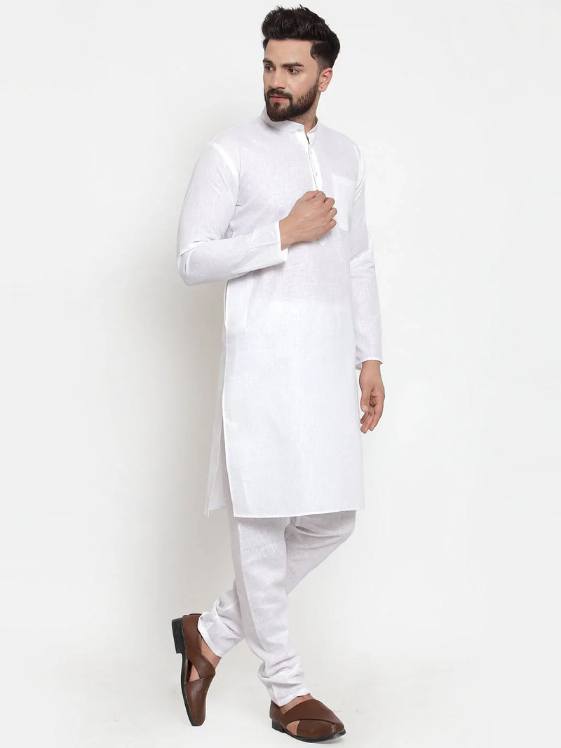 Jompers Men's Solid Dobby Kurta Payjama Set ( JOKP 501 White D )