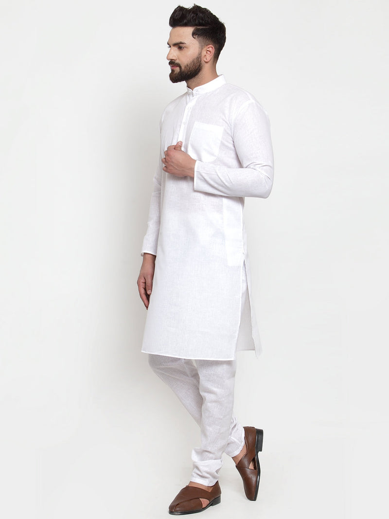 Jompers Men's Solid Cotton Kurtas