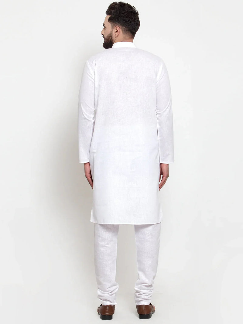 Jompers Men's Solid Dobby Kurta Payjama Set ( JOKP 501 White D )