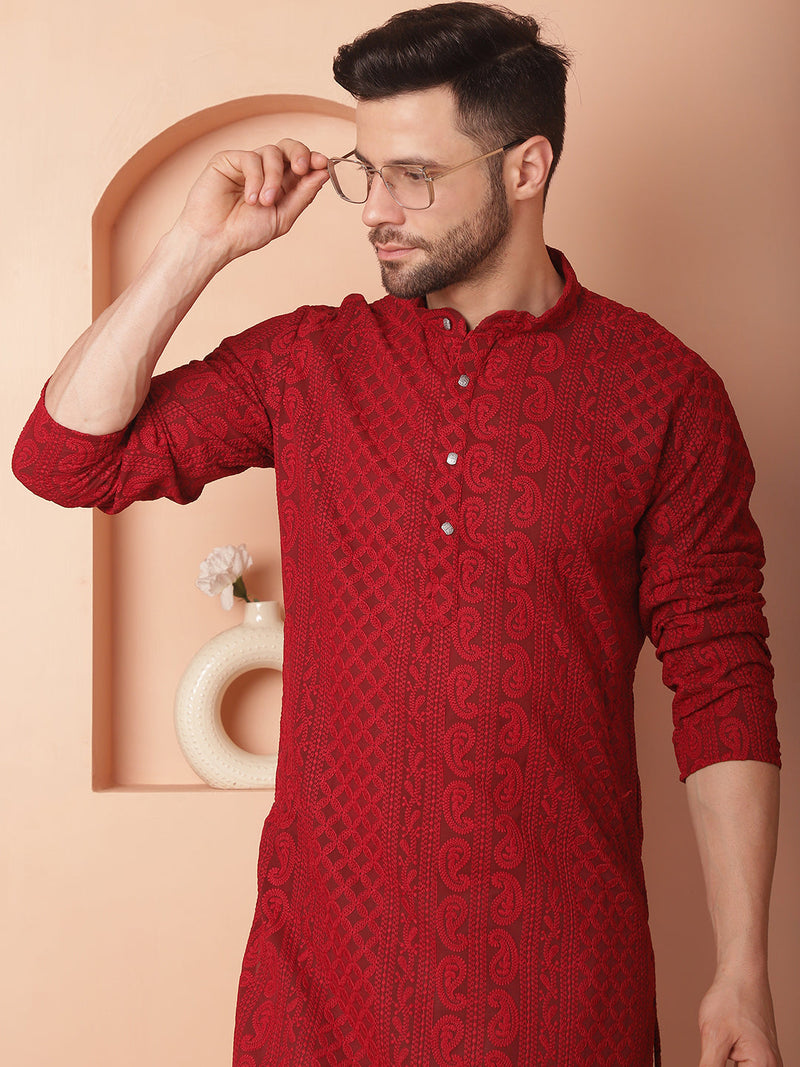 Men's Chikankari Embroidered Kurta Pyjama Set