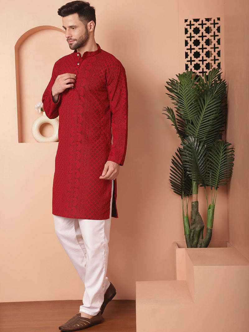 Men's Chikankari Embroidered Kurta Pyjama Set