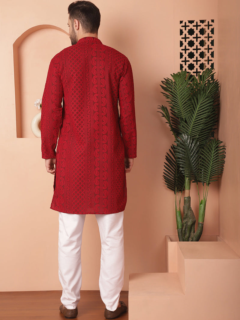 Men's Chikankari Embroidered Kurta Pyjama Set