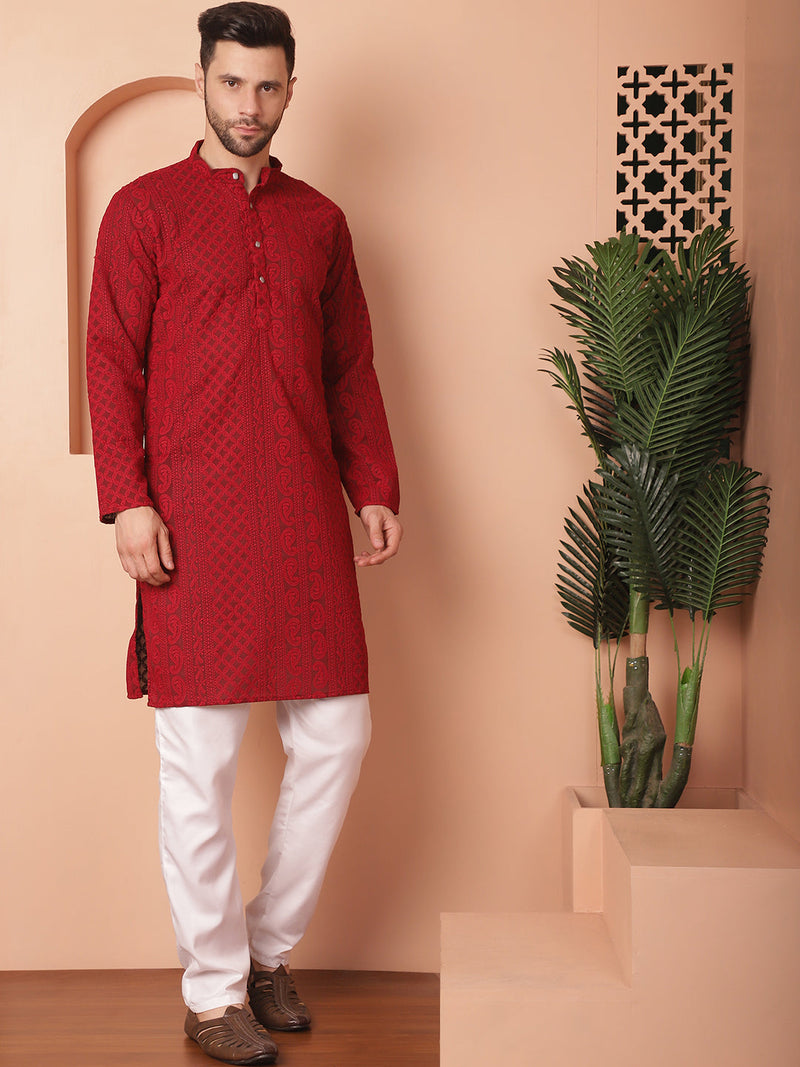 Men's Chikankari Embroidered Kurta Pyjama Set