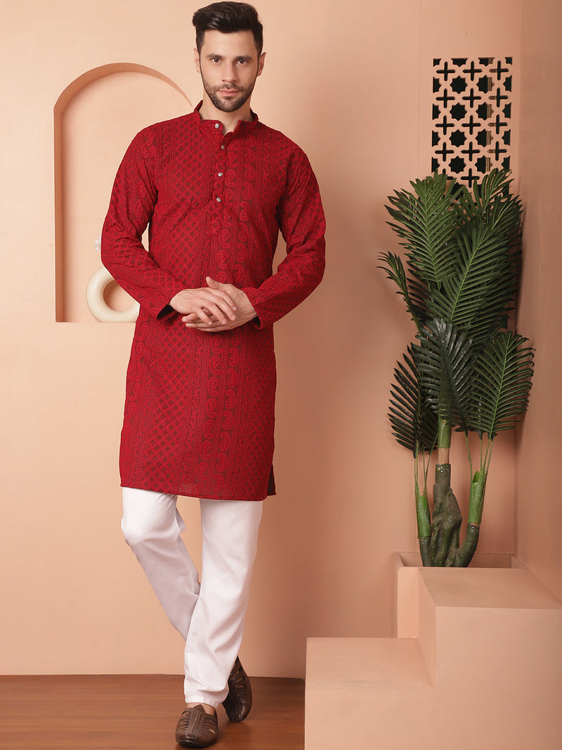 Men's Chikankari Embroidered Kurta Pyjama Set