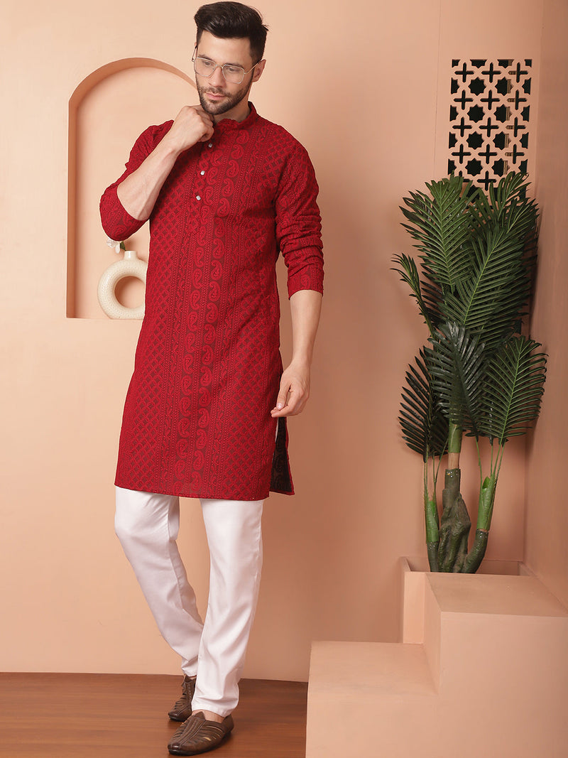 Men's Chikankari Embroidered Kurta Pyjama Set