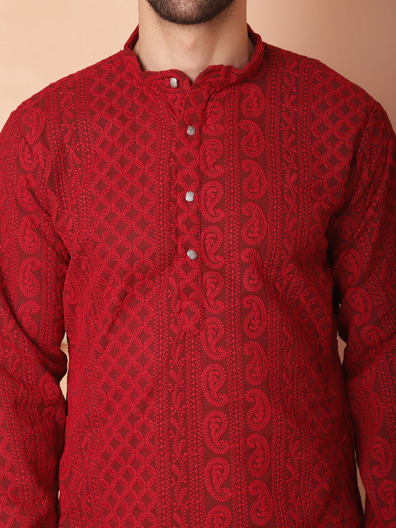 Men's Chikankari Embroidered Kurta Pyjama Set