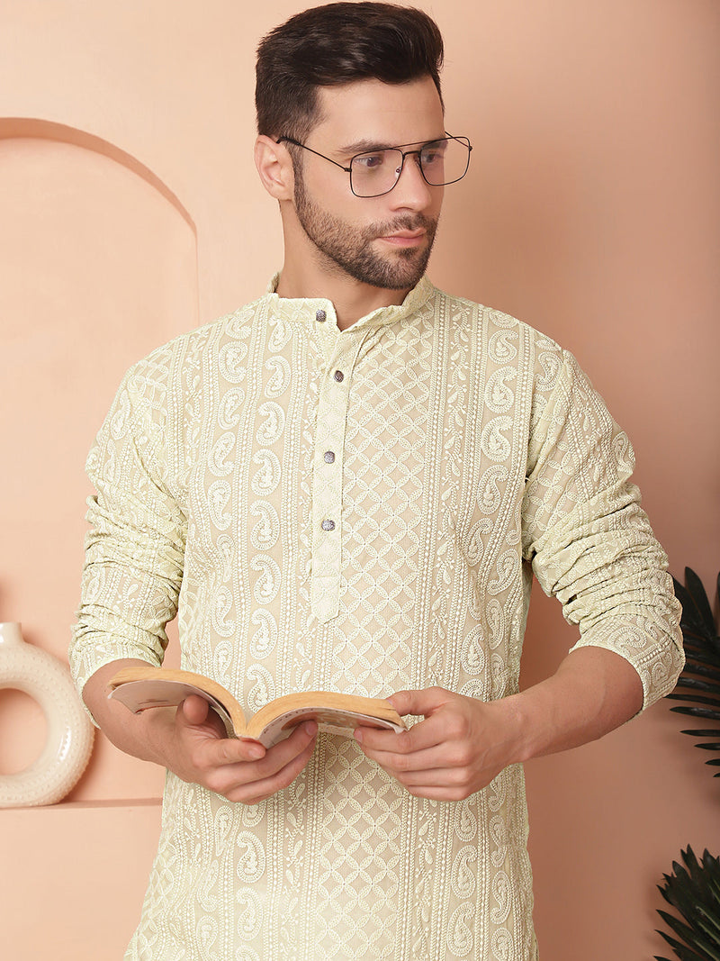 Men's Chikankari Embroidered Kurta Pyjama Set