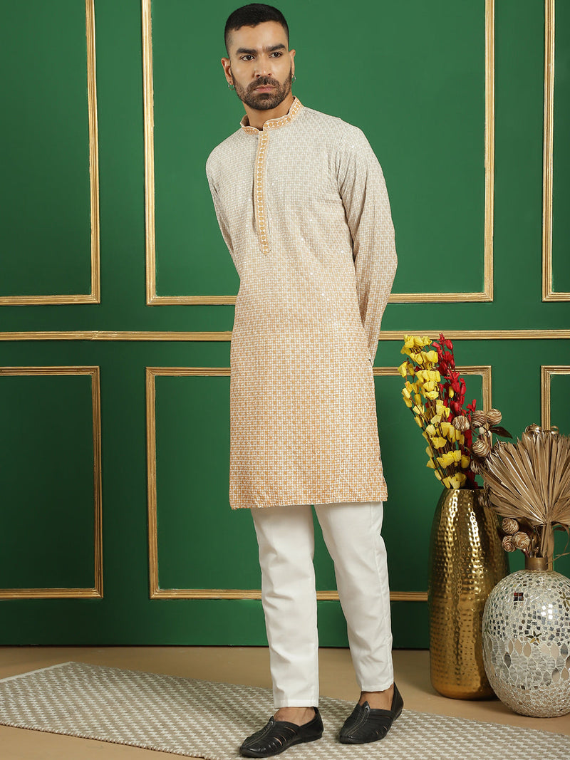 Men's Sequins Embroidered Kurta with Pyjama