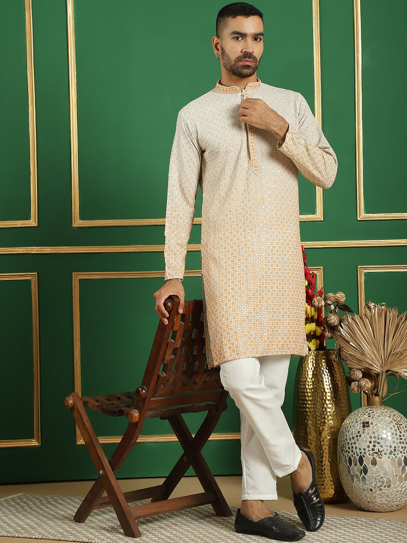 Men's Sequins Embroidered Kurta with Pyjama