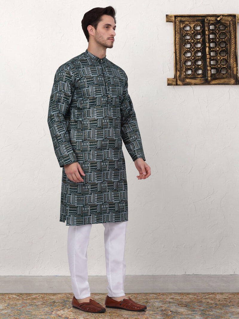 Men's Printed Kurta with Churidar