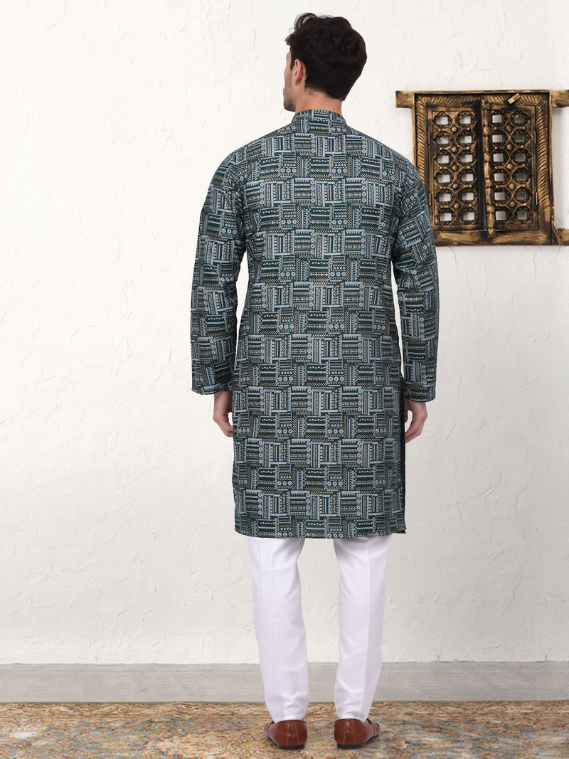 Men's Printed Kurta with Churidar