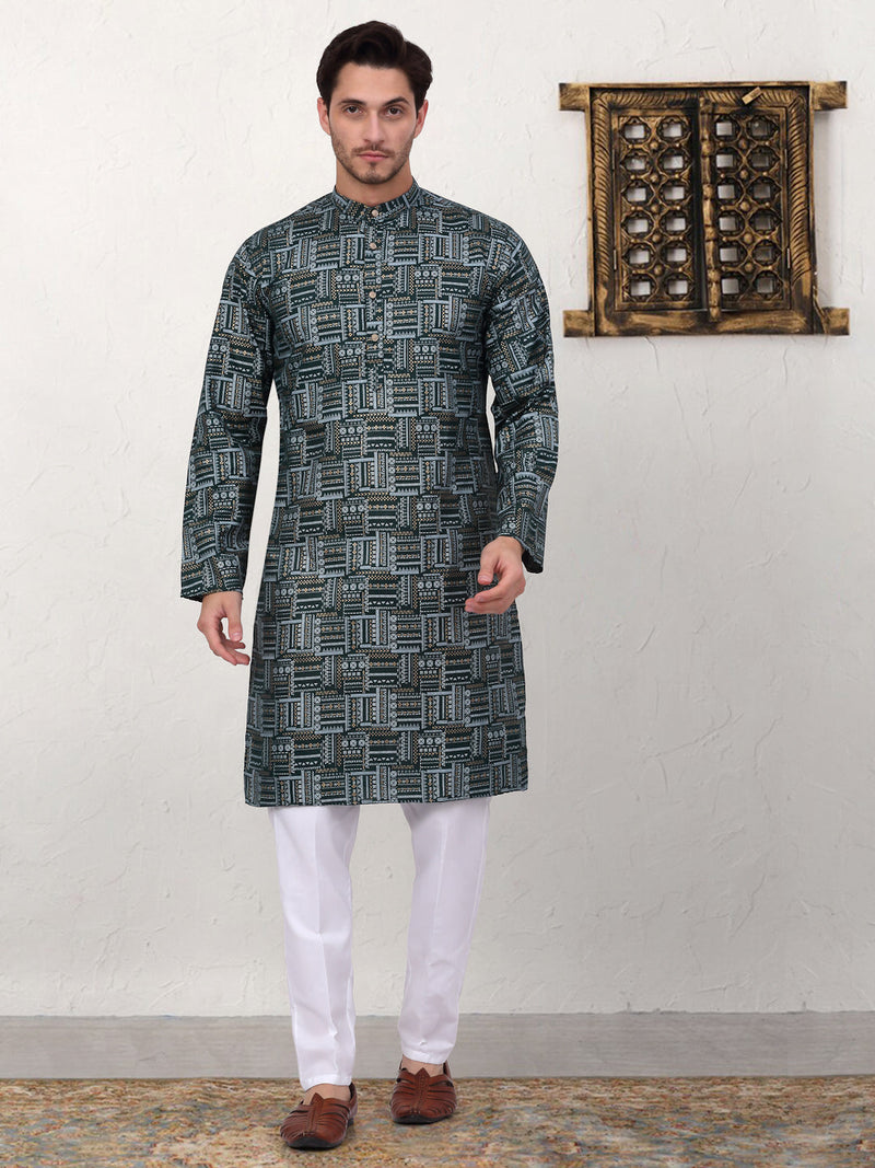 Men's Printed Kurta with Churidar