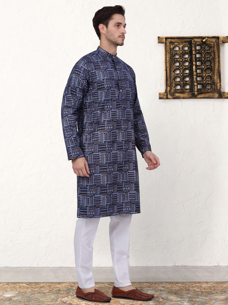 Men's Printed Kurta with Churidar