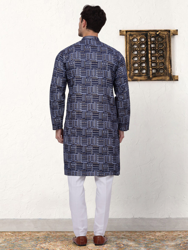 Men's Printed Kurta with Churidar