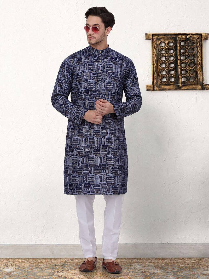 Men's Printed Kurta with Churidar