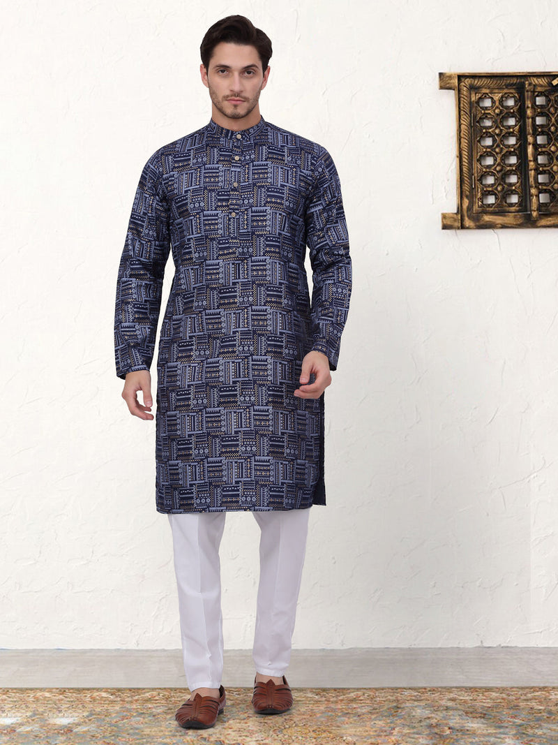 Men's Printed Kurta with Churidar