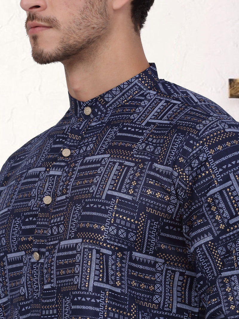 Men's Printed Kurta with Churidar