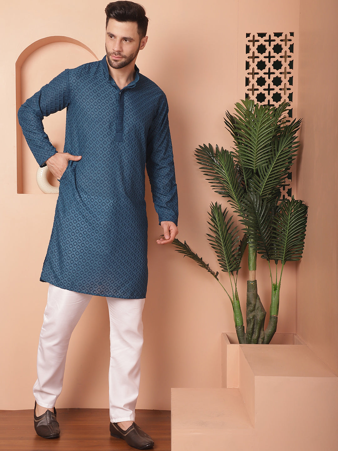 Chikankari Pure Cotton Kurta with Churidar