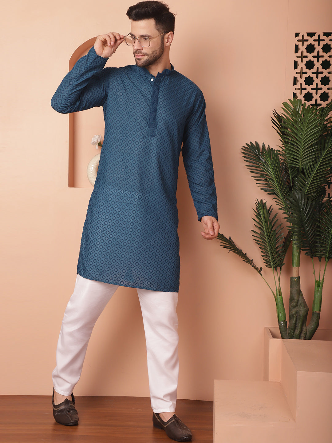 Chikankari Pure Cotton Kurta with Churidar