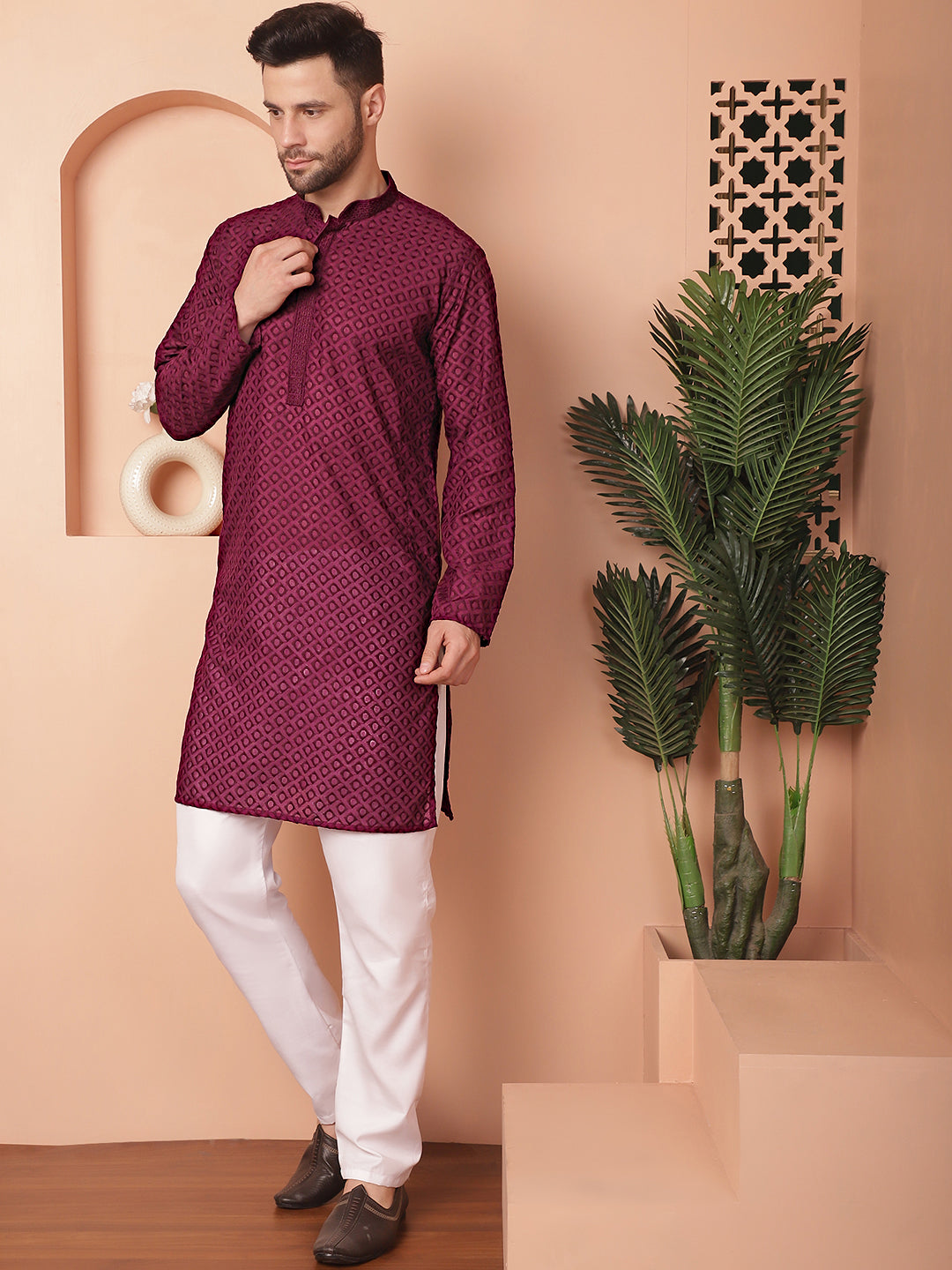 Chikankari Pure Cotton Kurta with Churidar