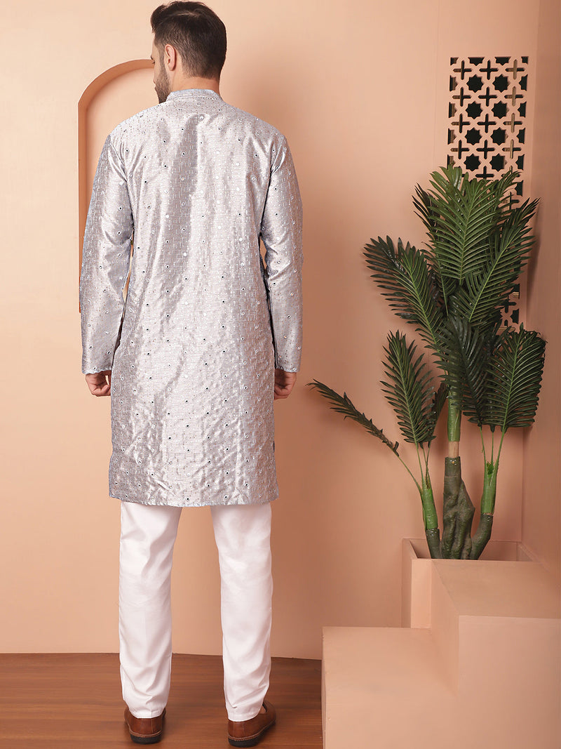 Men's Embroidered Mirror Work Kurta Payjama Sets