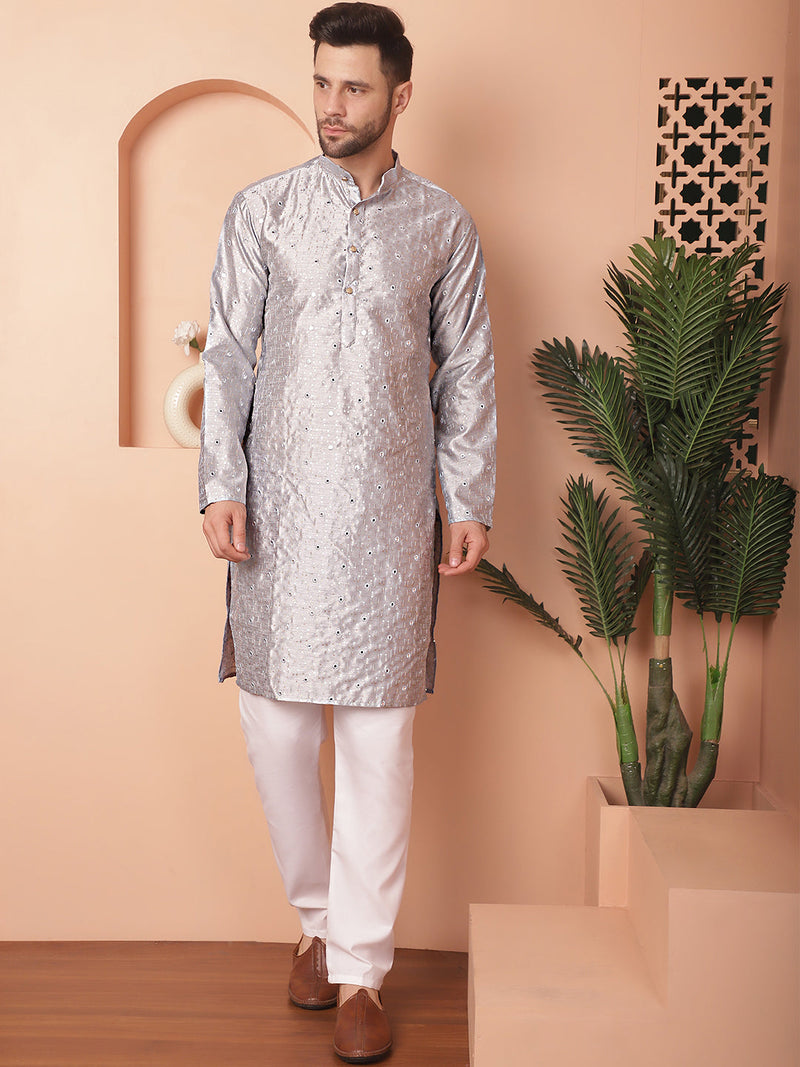 Men's Embroidered Mirror Work Kurta Payjama Sets