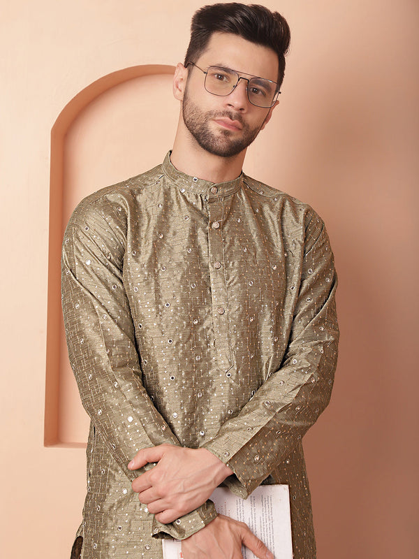 Men's Embroidered Mirror Work Kurta Payjama Sets