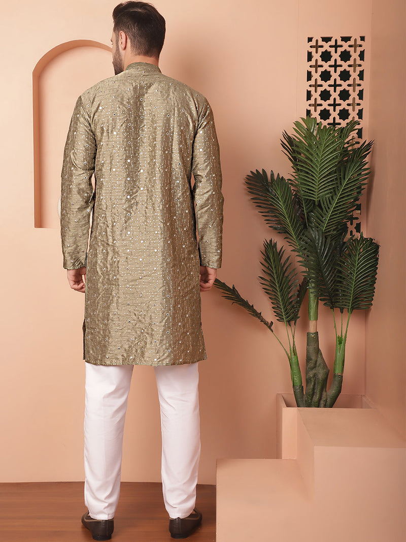 Men's Embroidered Mirror Work Kurta Payjama Sets