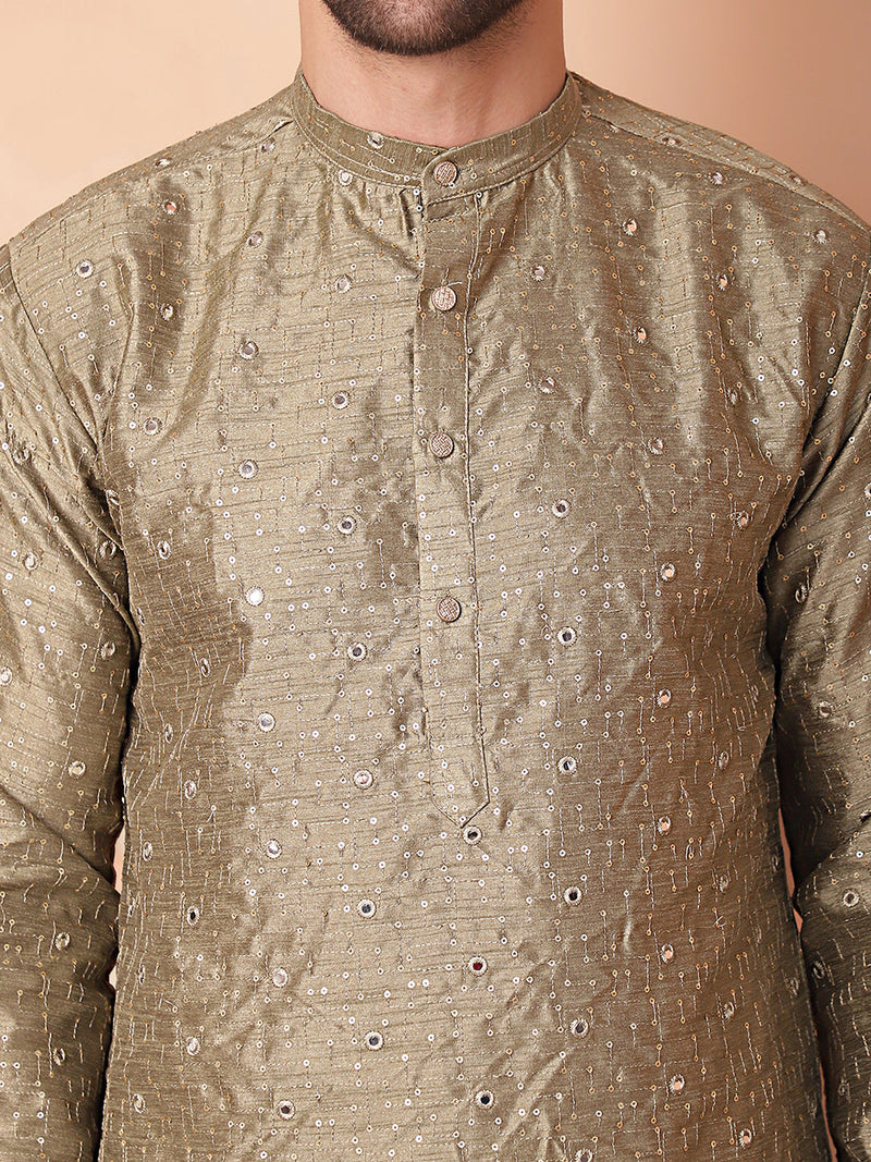 Men's Embroidered Mirror Work Kurta Payjama Sets