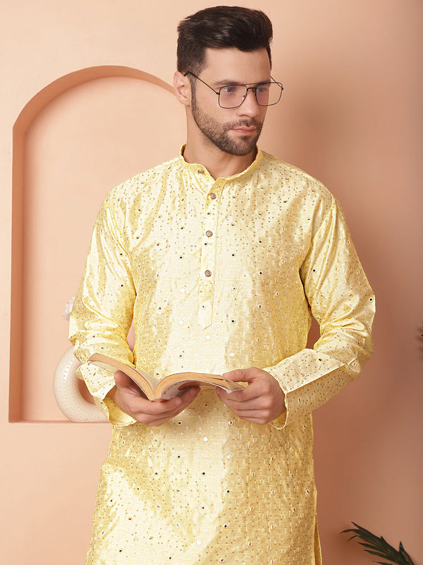 Men's Embroidered Mirror Work Kurta Payjama Sets