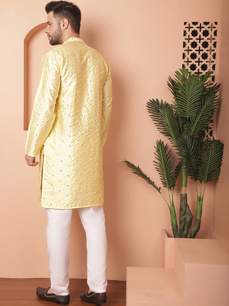 Men's Embroidered Mirror Work Kurta Payjama Sets