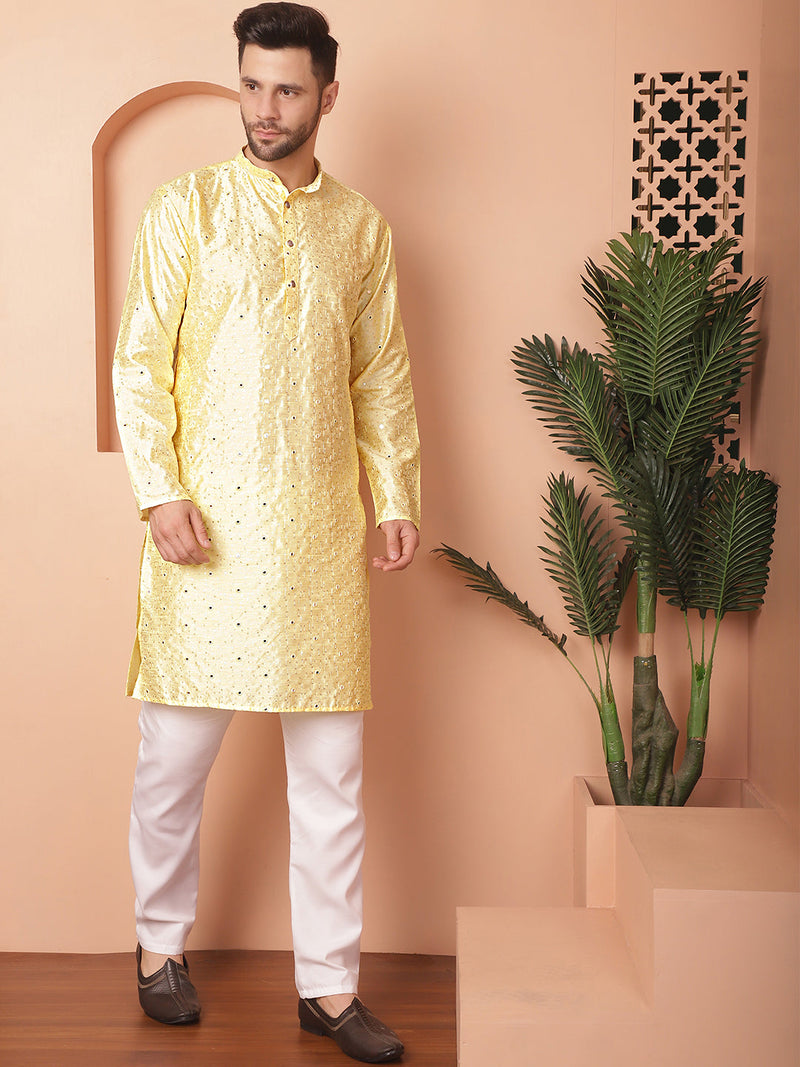 Men's Embroidered Mirror Work Kurta Payjama Sets