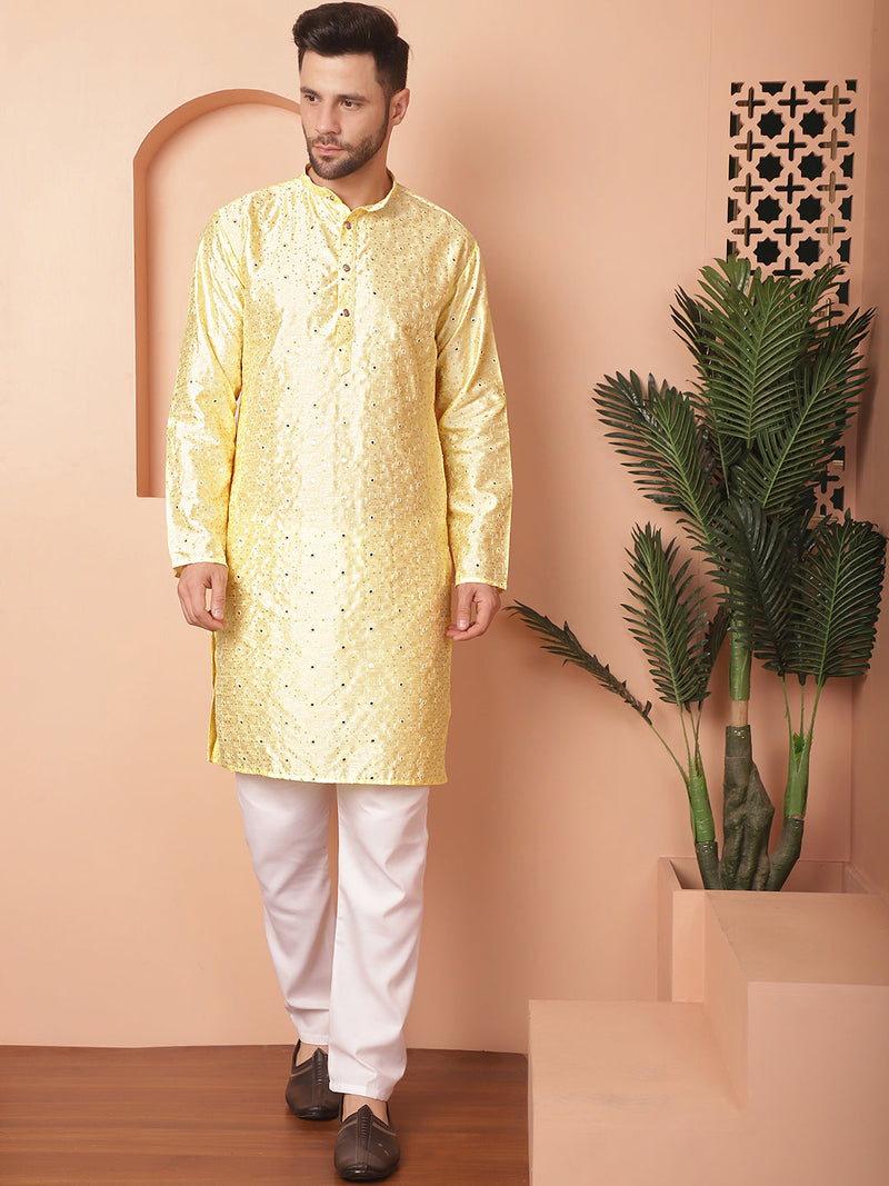 Men's Embroidered Mirror Work Kurta Payjama Sets