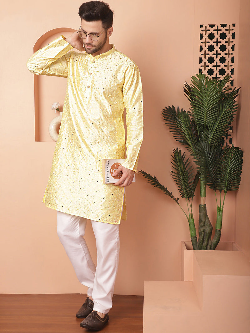 Men's Embroidered Mirror Work Kurta Payjama Sets