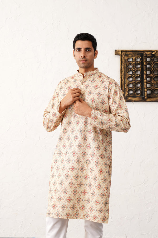 Golden Foil Printed Kurta with Pyjama