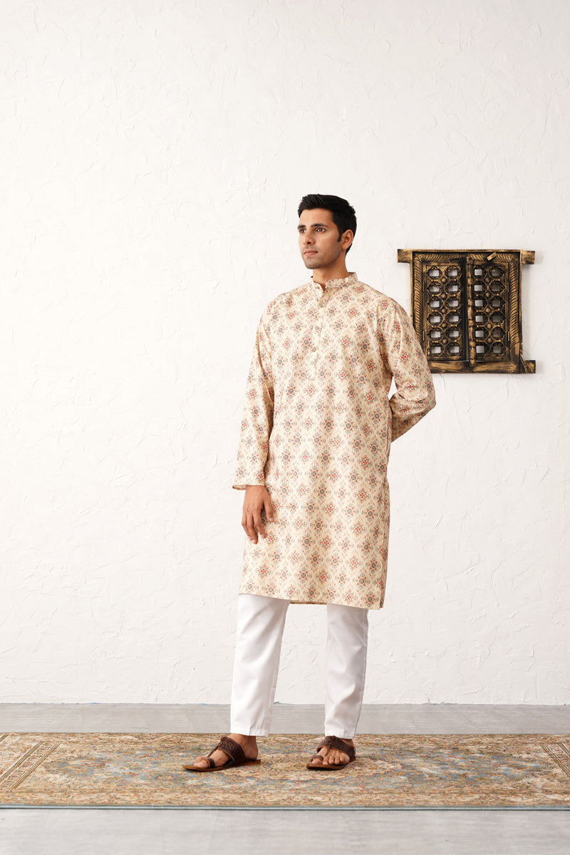 Golden Foil Printed Kurta with Pyjama