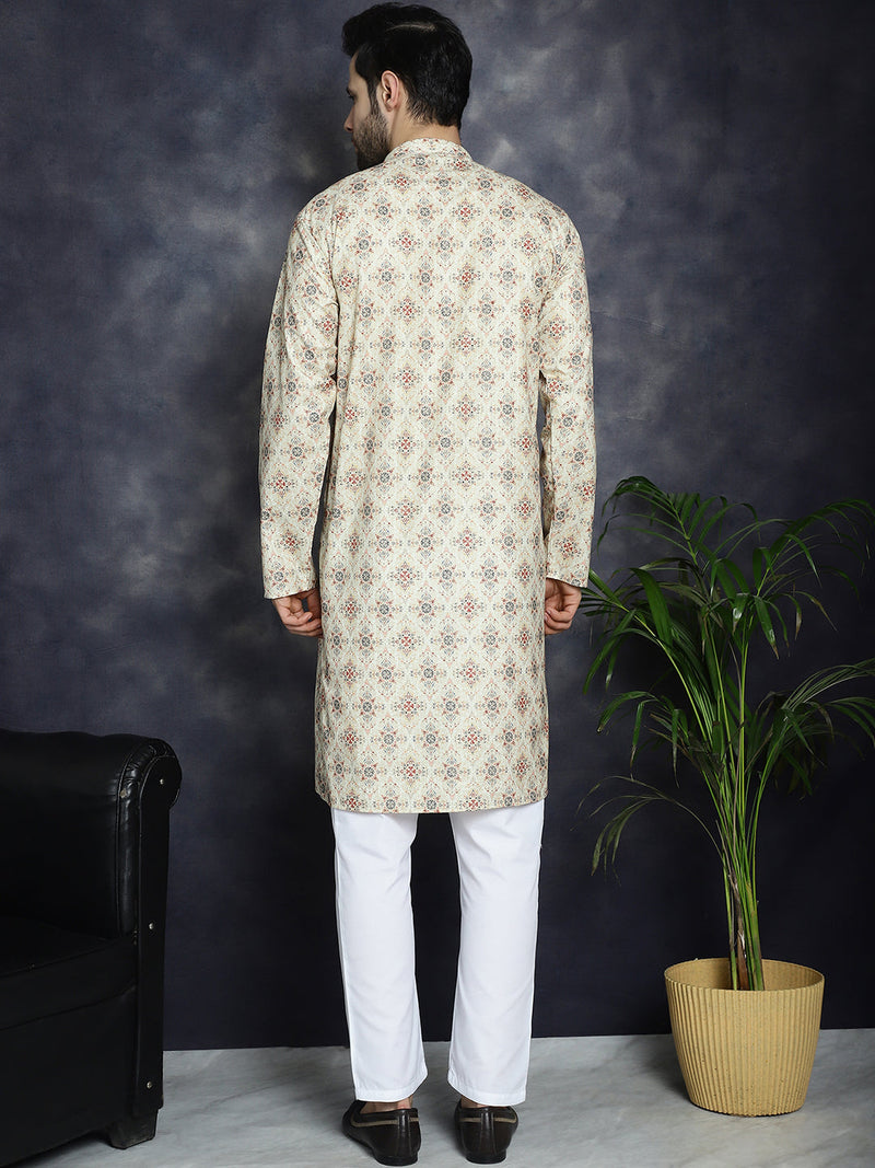 Golden Foil Printed Kurta with Pyjama ( JOKP P 5036Golden )