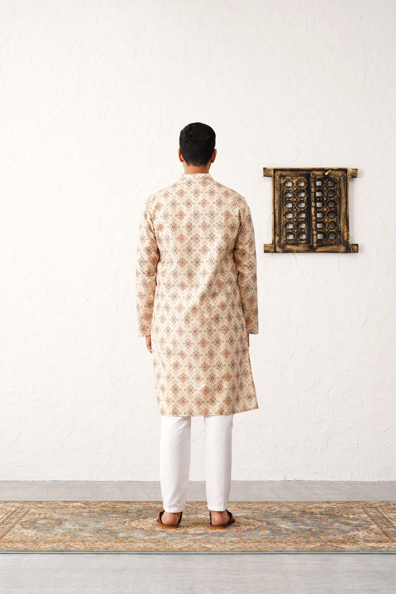 Golden Foil Printed Kurta with Pyjama