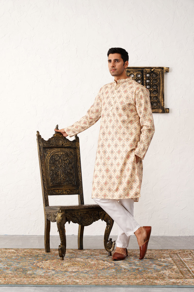 Golden Foil Printed Kurta with Pyjama