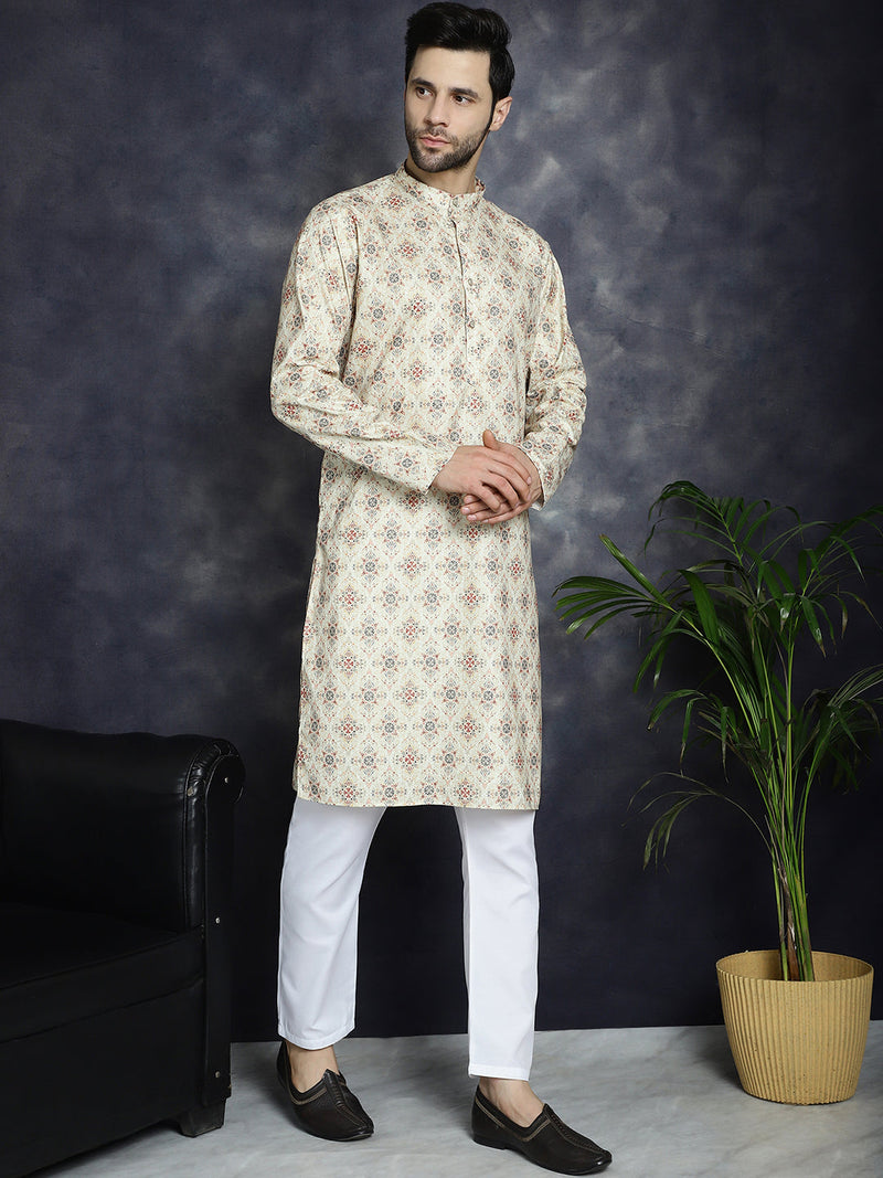 Golden Foil Printed Kurta with Pyjama ( JOKP P 5036Golden )