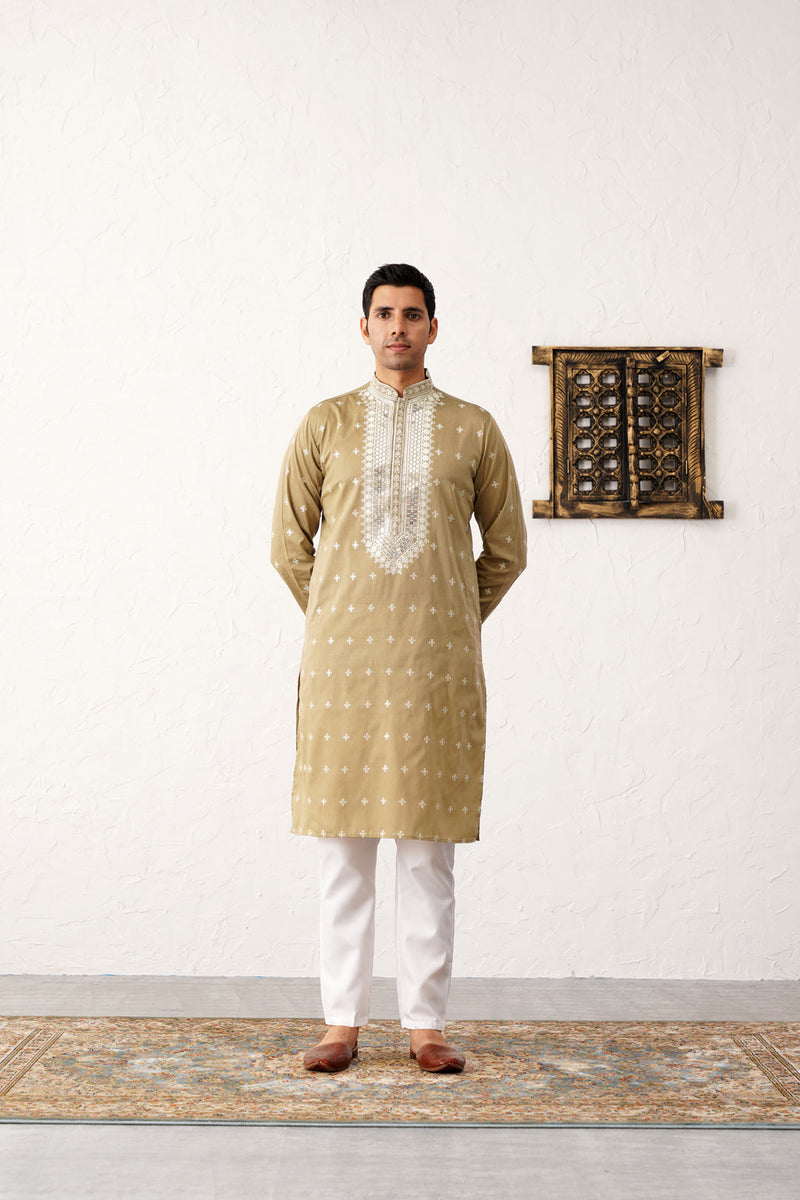 Men's Sequins Embroidered Kurta Pyjama Set